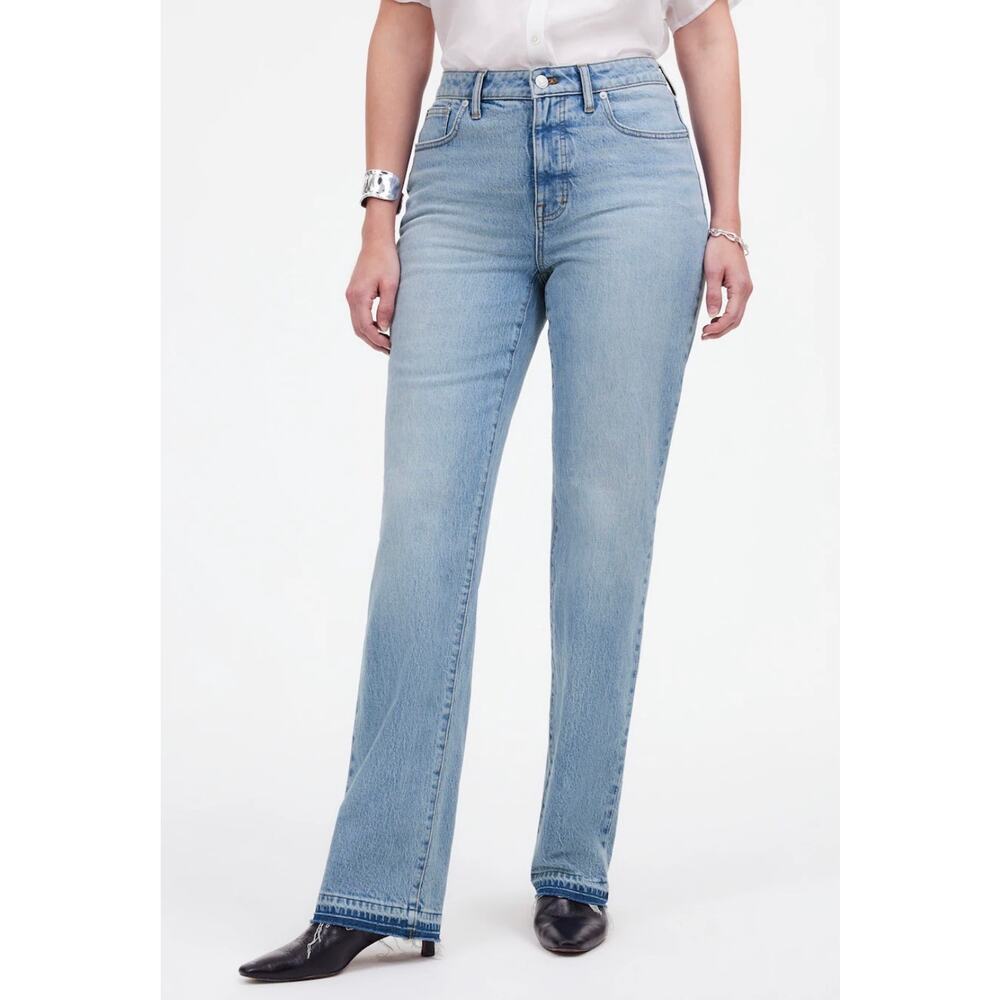 Madewell Women's 24 The Curvy Mid-Rise 90s Straight Raw Hem Medium Wash Denim